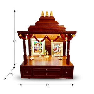 dimensions of 8 Foot Custom wooden Pooja Mandir